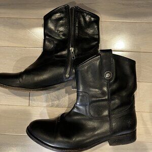 Frye western boots short bootie cowboy leather black 9